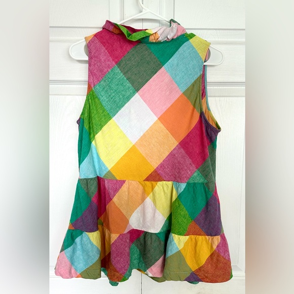 Crown & Ivy Linen Blend Colorful Patchwork Ruffle Sleeveless Top-Size L - Picture 6 of 7